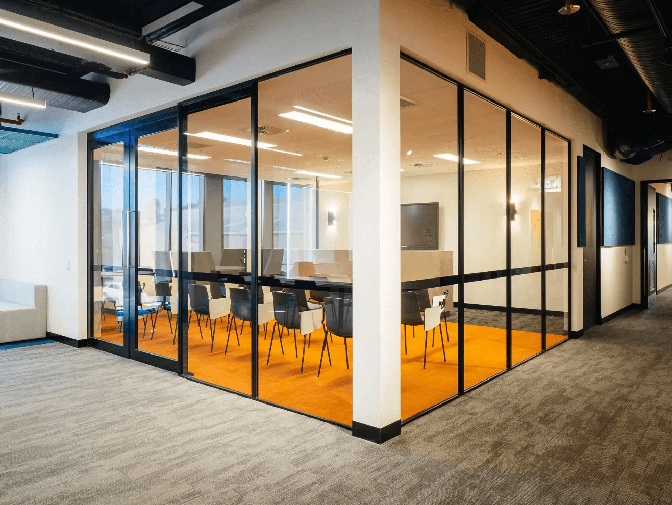 Reception area in a Sydney office fitout project